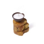 Coconut Shell Candle on Stacked Wood Base - Rustic Tropical Votive Holder