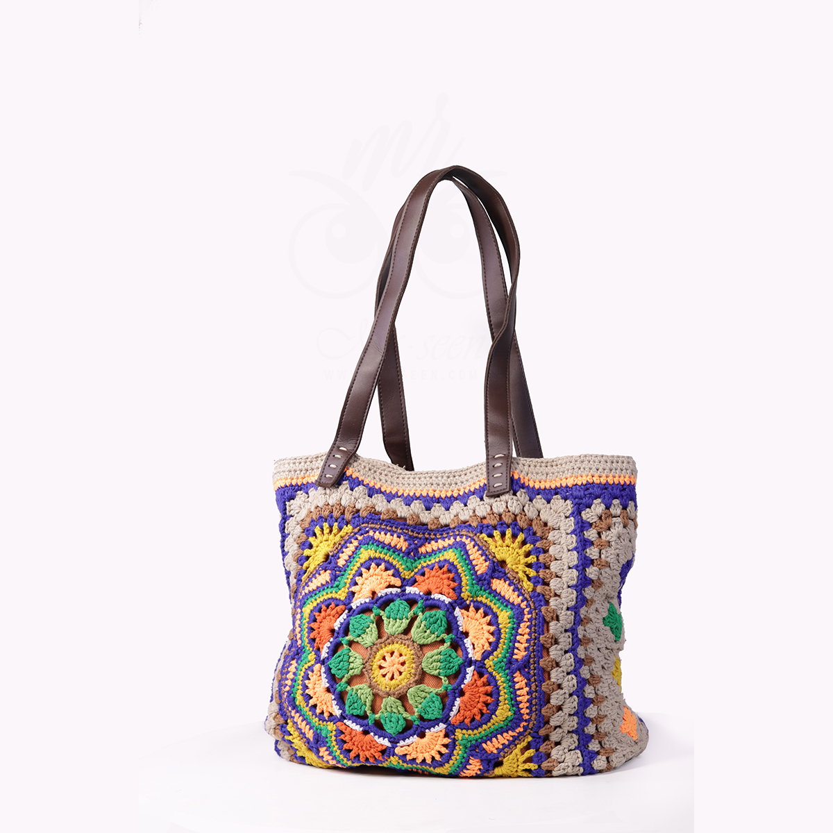 Handmade-Crochet-Granny-Square-Tote-Bag-with-Mandala-Design-Leather-Handles12