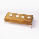 Modern Rustic 4-Tea Light Centerpiece - Wood Plank with Clear Acrylic Stand