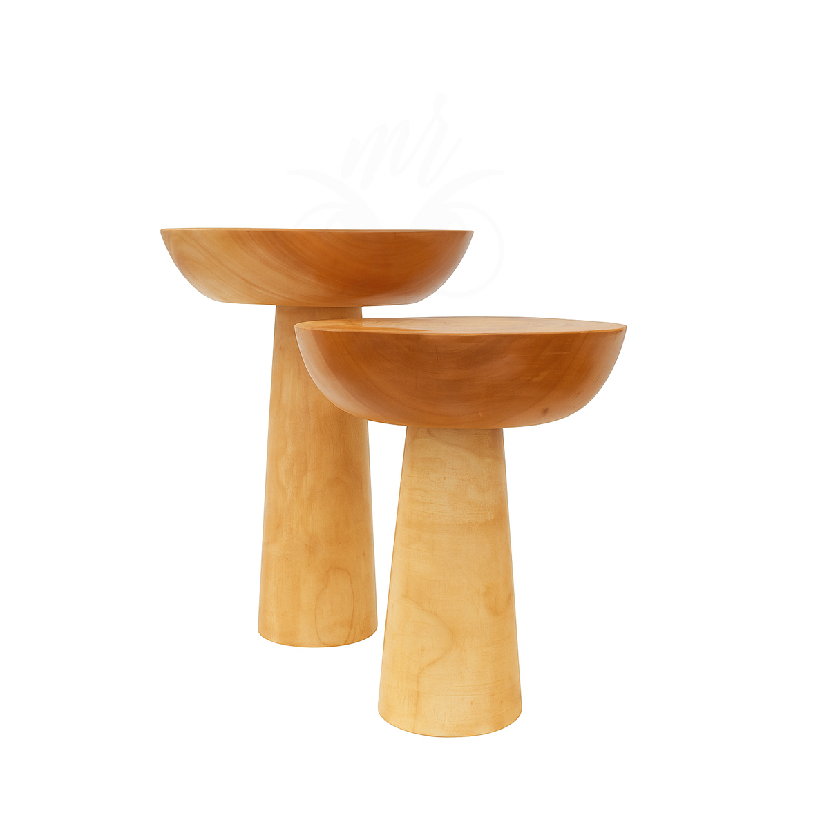 Modern Sculpted Wood Side Table –Handmade Boho Accent Furniture