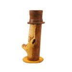 Mr BOB - Hand Carved Floor lamp wood natural Tipped Hat - One Piece