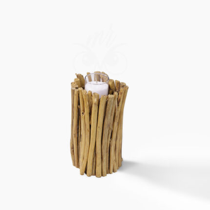 Rustic DriftwoodTwig Pillar Candle Holder with Glass Insert