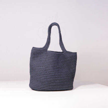 Handmade Crochet Tote Bag - Scandinavian Style Knitted Shopper in Neutral Earth Tones