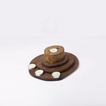 Handmade Layered Wooden Candle Holder – Natural Elegance for Every Corner