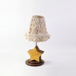 Handmade Boho Wooden Star Table Lamp with Macrame Shade