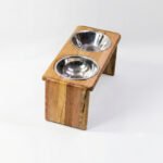 Ergonomic Wooden Cat Food and Water Bowl Stand – Premium Handmade Pet Feeder