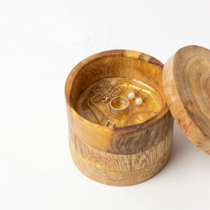 Handmade Wooden Jewelry Box with Artistic Resin Design – Unique Piece