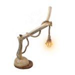 Rustic Handcrafted Driftwood & Natural Rope Table Lamp