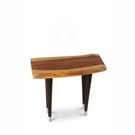 Solid Wood Live Edge Accent Table with Tapered Mid-Century Legs