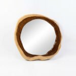 Handmade Organic Natural Wood Live Edge Round Wall Mirror