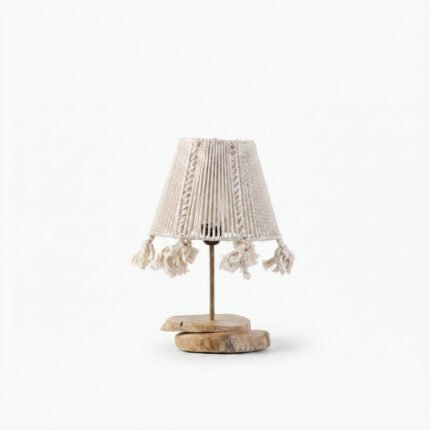 Boho Macrame Wooden Lamp one piece