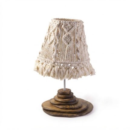Handmade Boho Macrame  Wood Table Lamp one piece