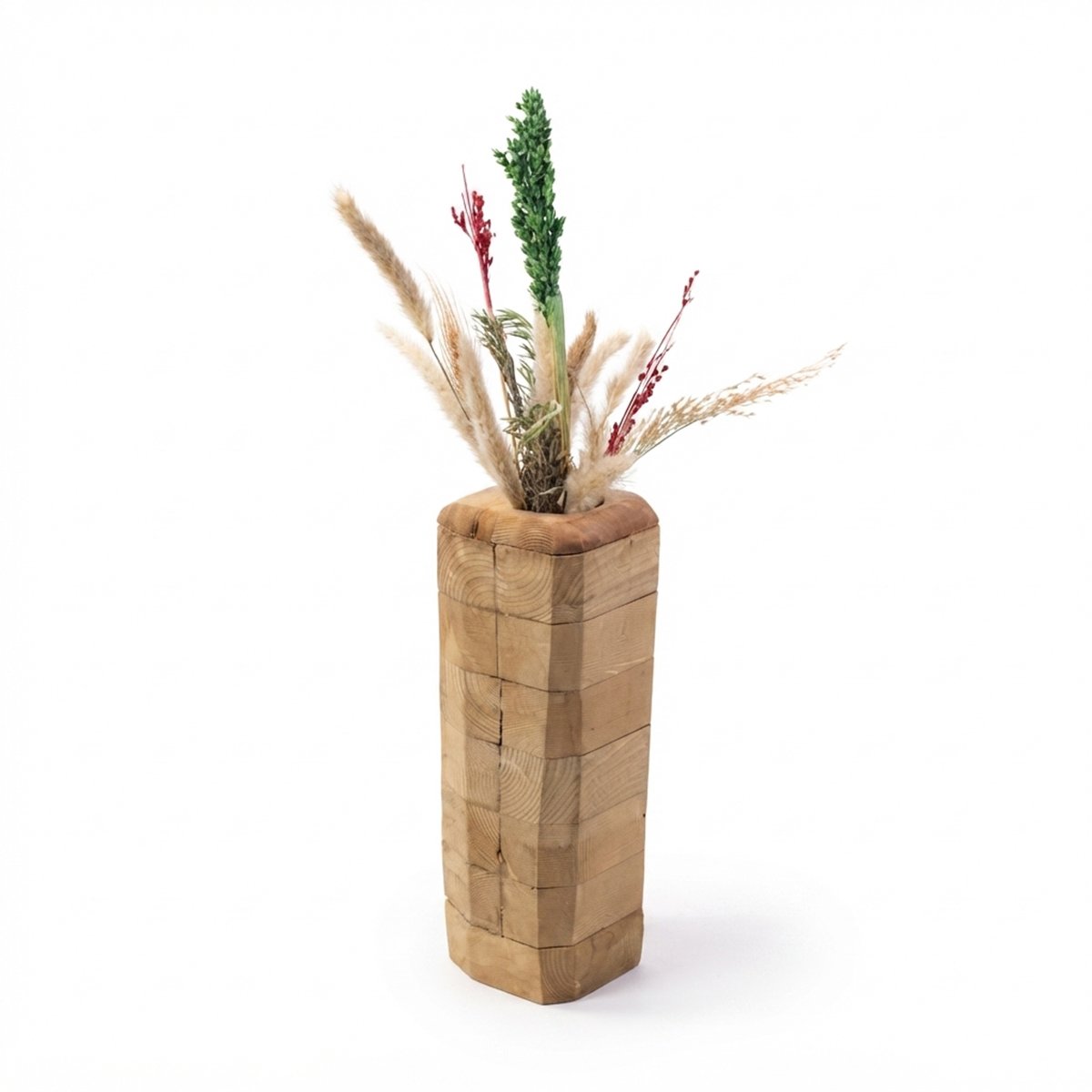 Handmade-Boho-Wooden-Flower-Vase