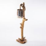 Natural Wood Macrame Floor Lamp